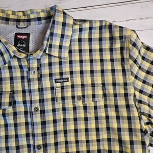 Wrangler Regular Fit Short Sleeve Button Up Yellow Grey  2XL